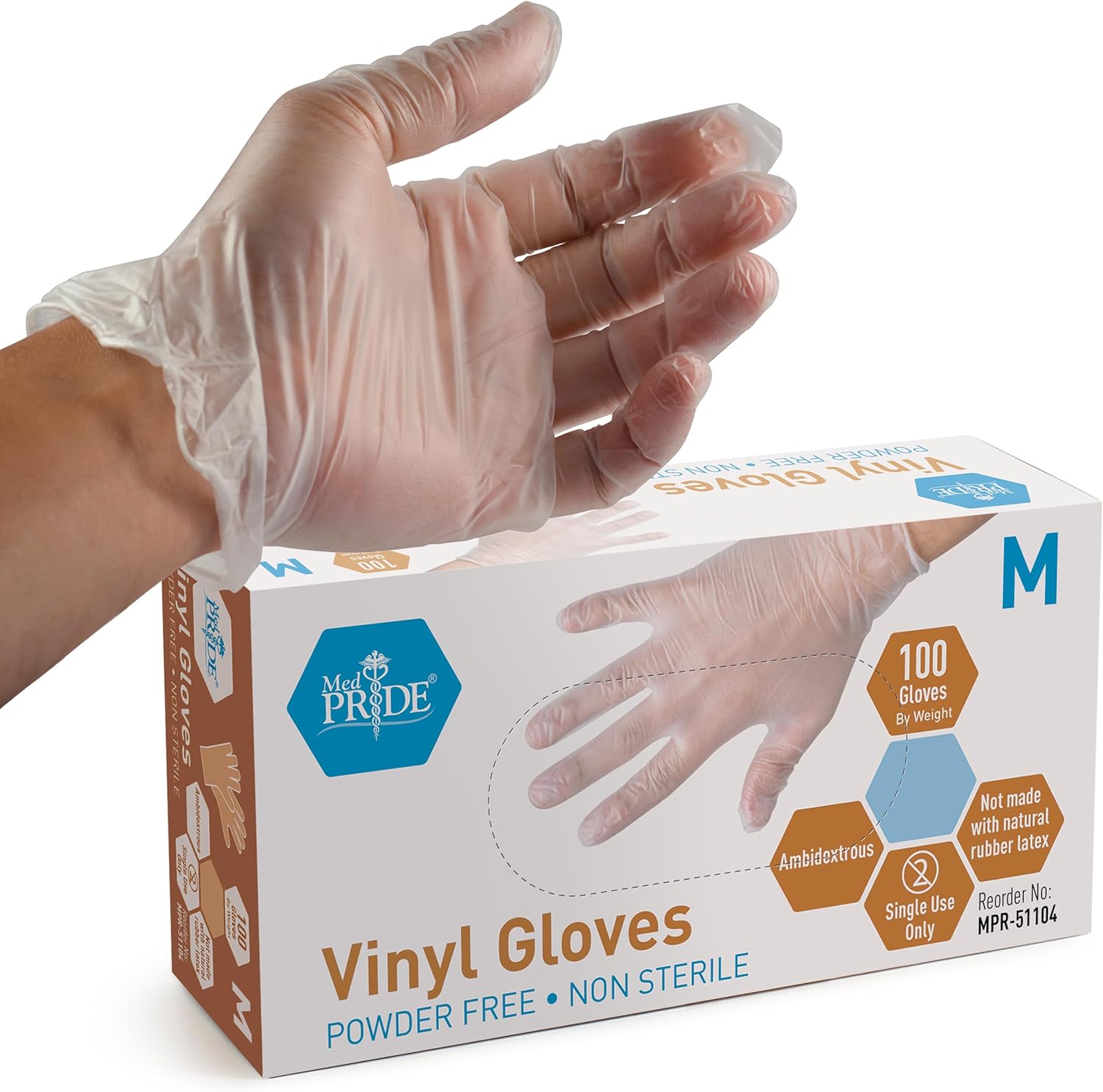 Med PRIDE Vinyl Gloves - Heavy Duty Disposable Gloves for All Uses