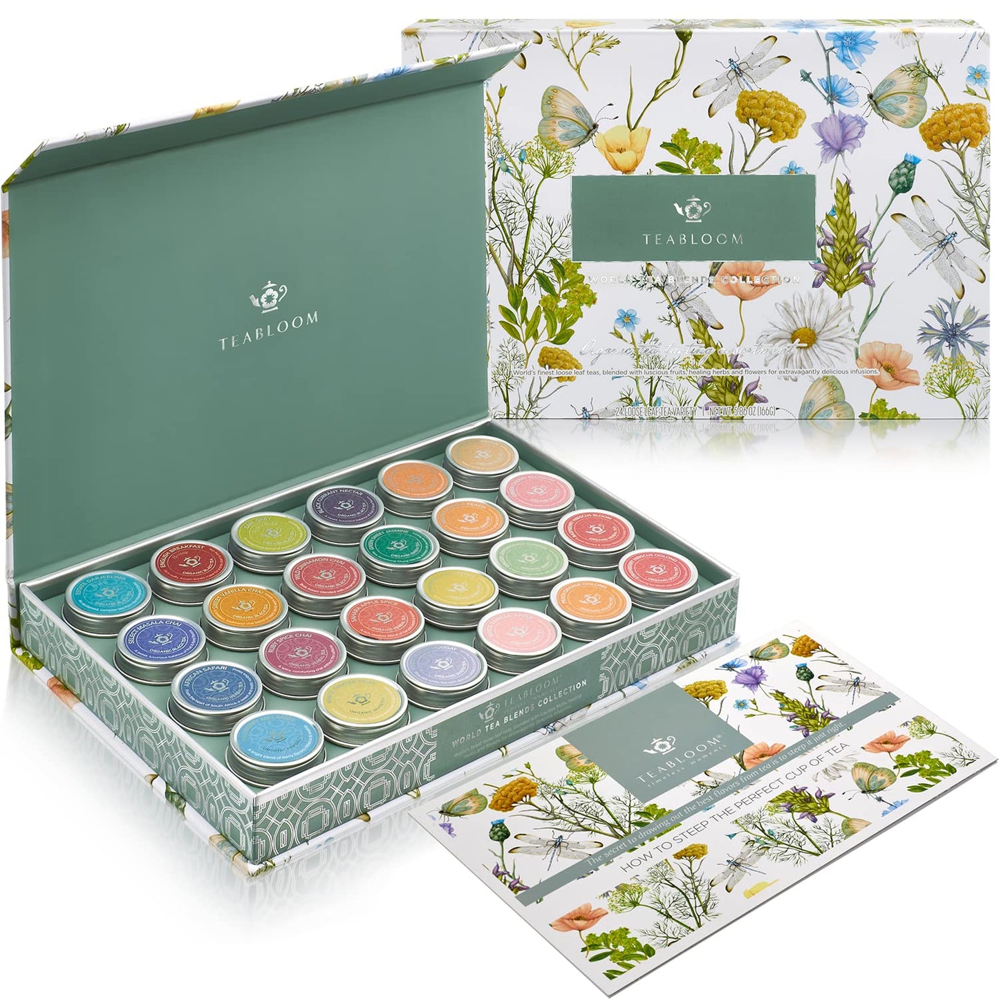Teabloom Exceptional Loose Leaf Tea Chest with 24 Organic Varieties