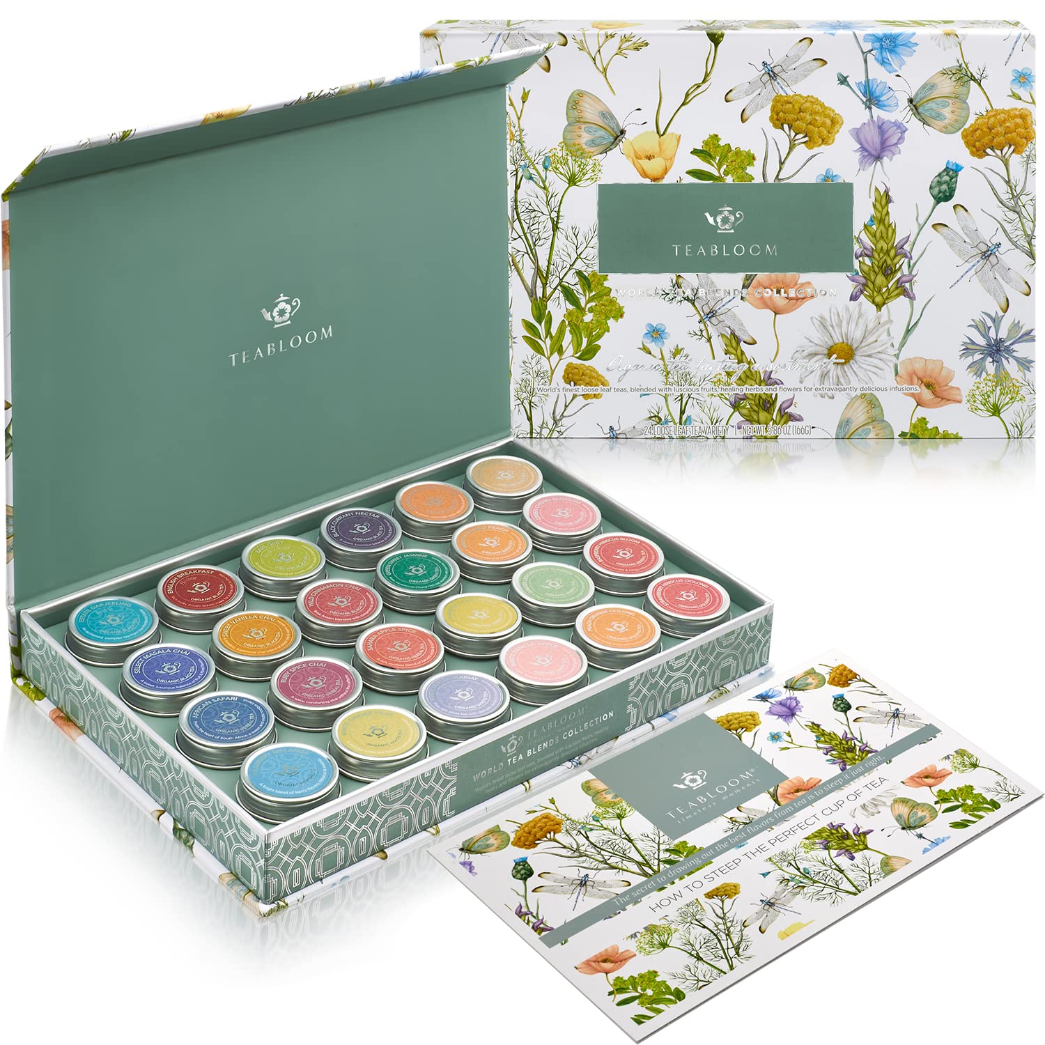 Teabloom Exceptional Loose Leaf Tea Chest with 24 Organic Varieties