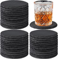 36 Pieces Slate Coasters Bulk 4 in Round Rustic Black Stone