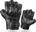Fingerless Motorcycle Gloves Summer Breathable Goatskin Leather - Hard