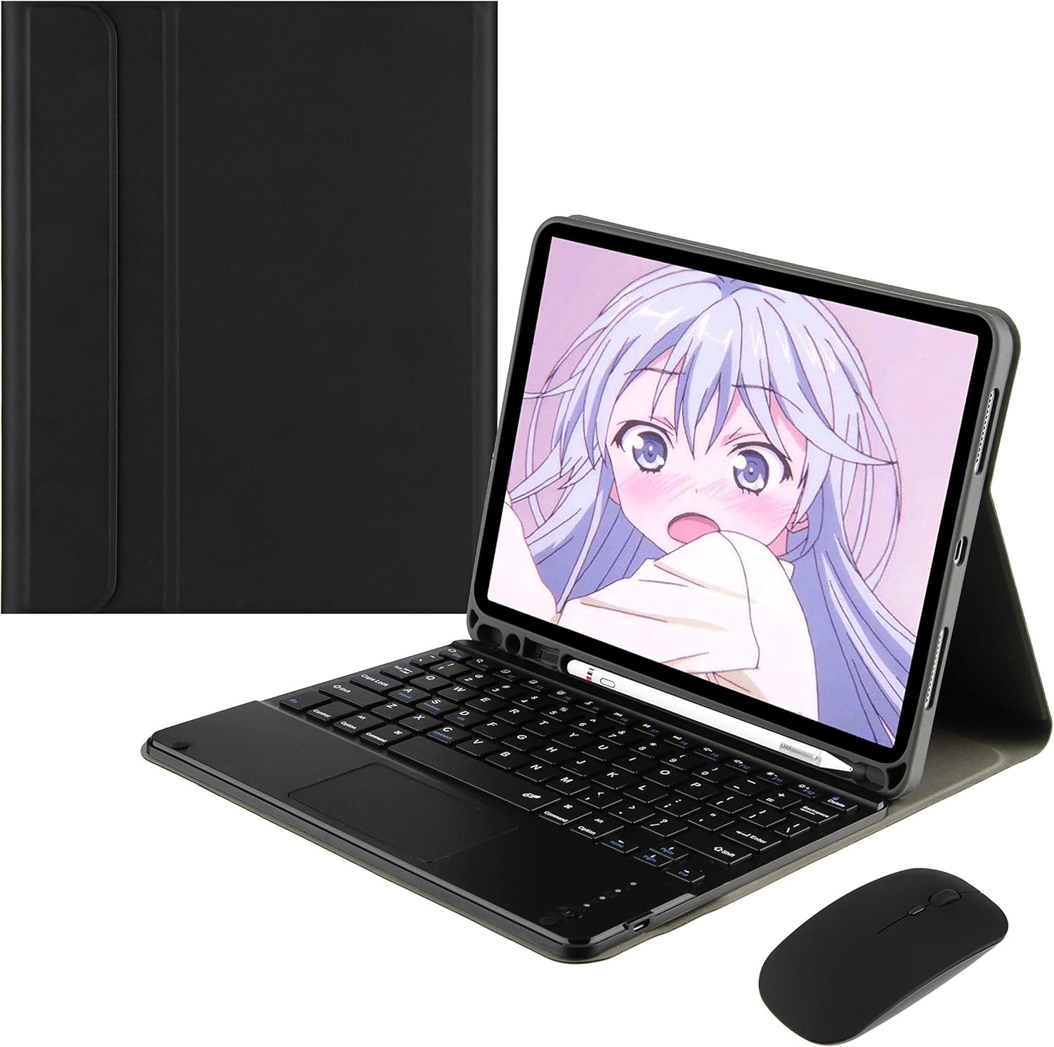 iPad 10.2ft' Keyboard Case with Touchpad and Wireless Mouse Set