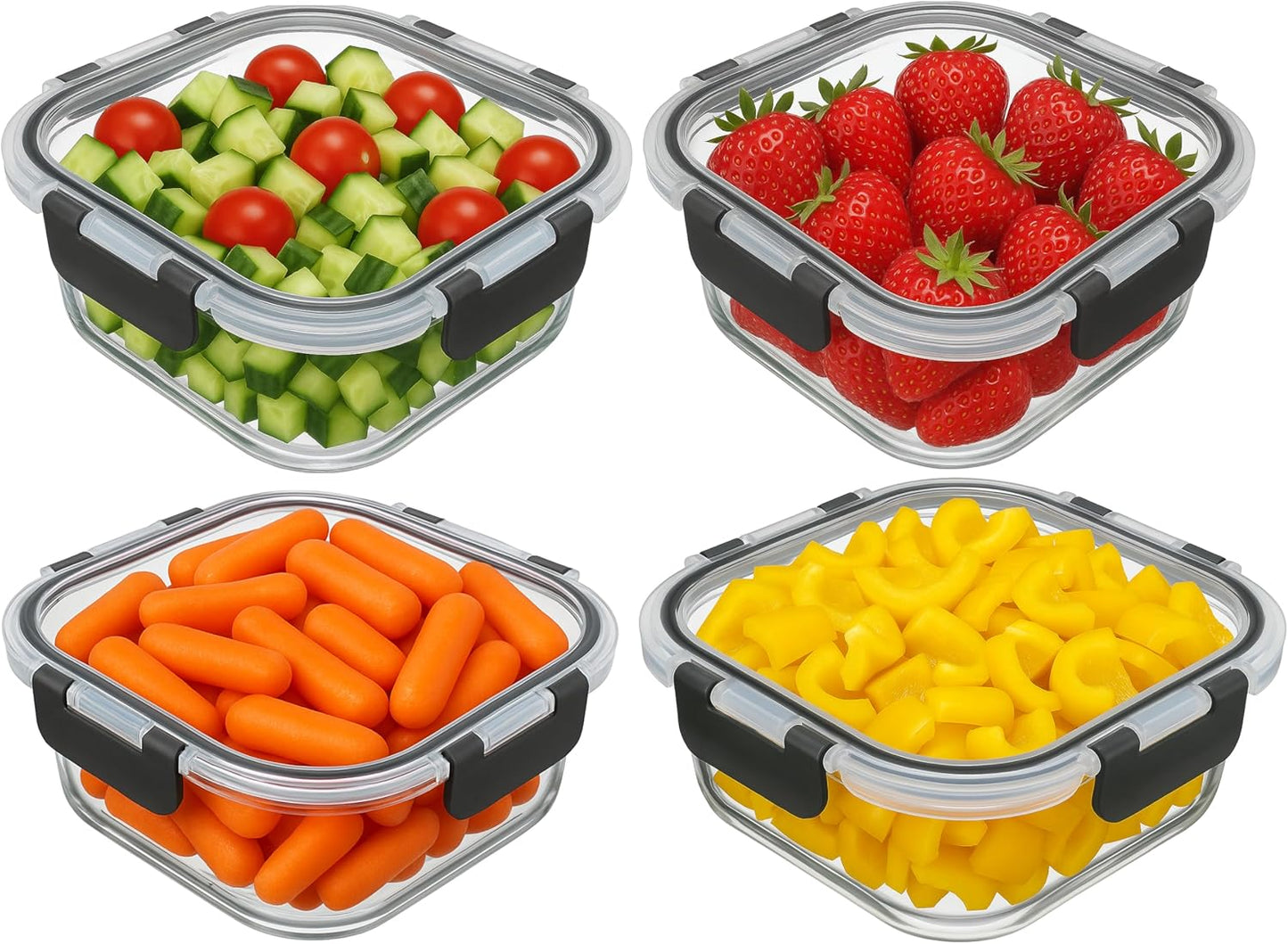 Glass Food Storage Containers with Airtight Snap Locking Lids
