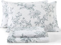 King Grey Rose Toile Floral Bed Sheets - 4 Piece Wrinkle Resistant