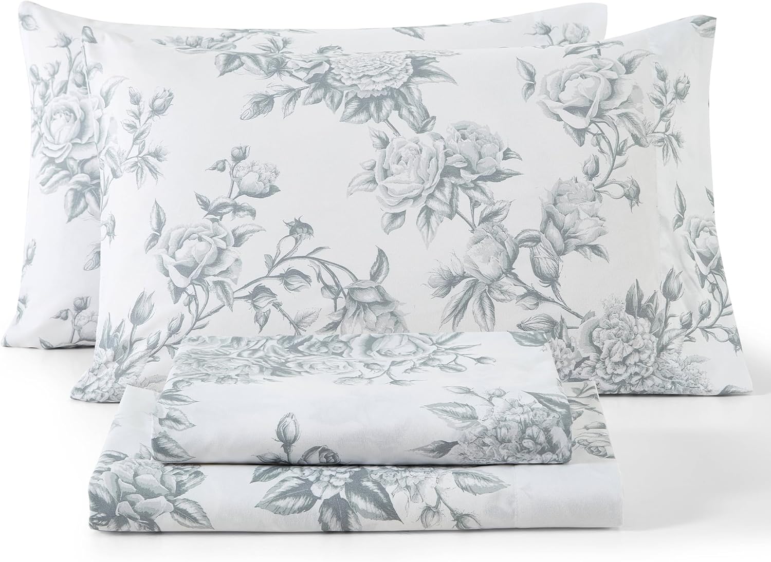 Rose Toile Floral Bed Sheets Set - Ultra Soft & Wrinkle Resistant