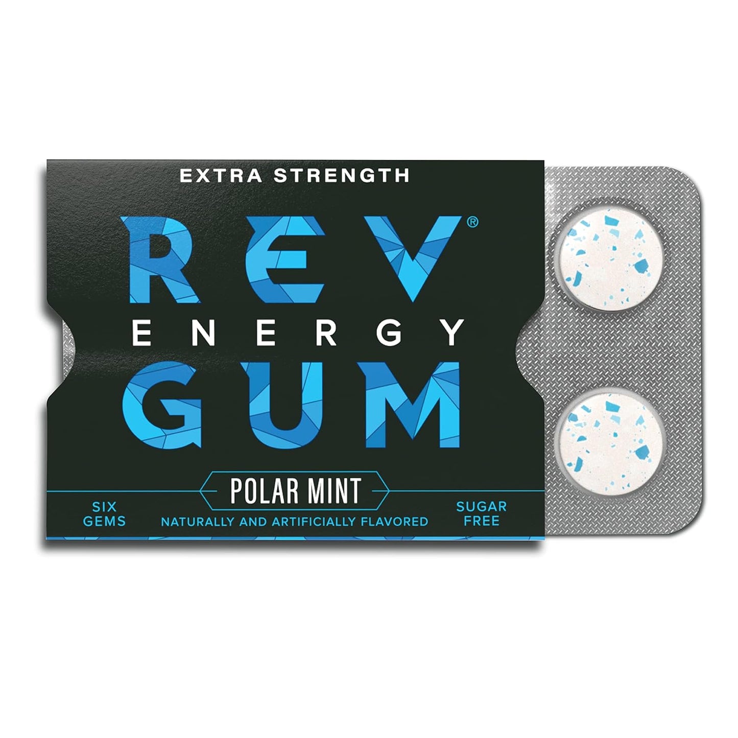 Rev Gum Caffeine Energy Gum - Extra Strength Polar Mint Chews