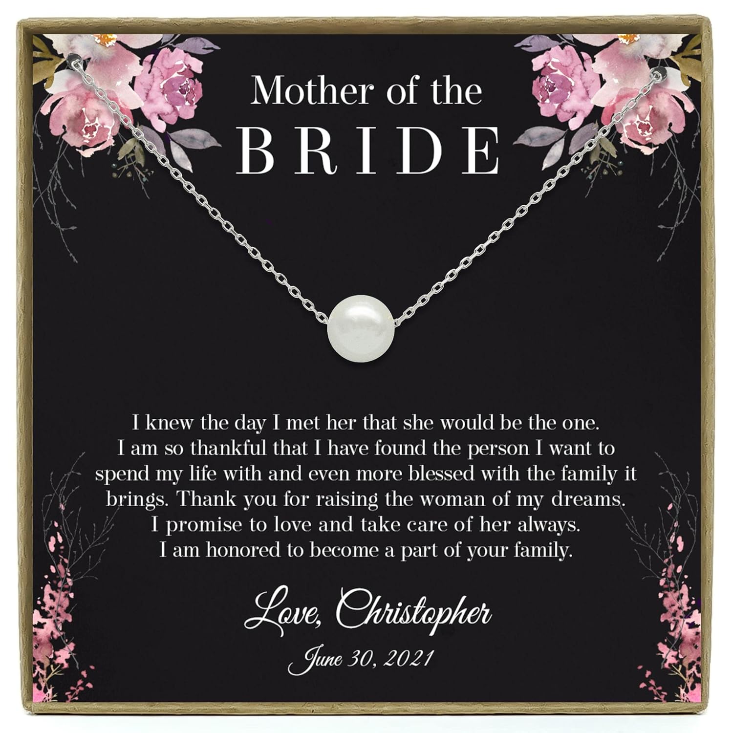 Personalized Mother of the Bride Gift - Sterling Silver Necklace