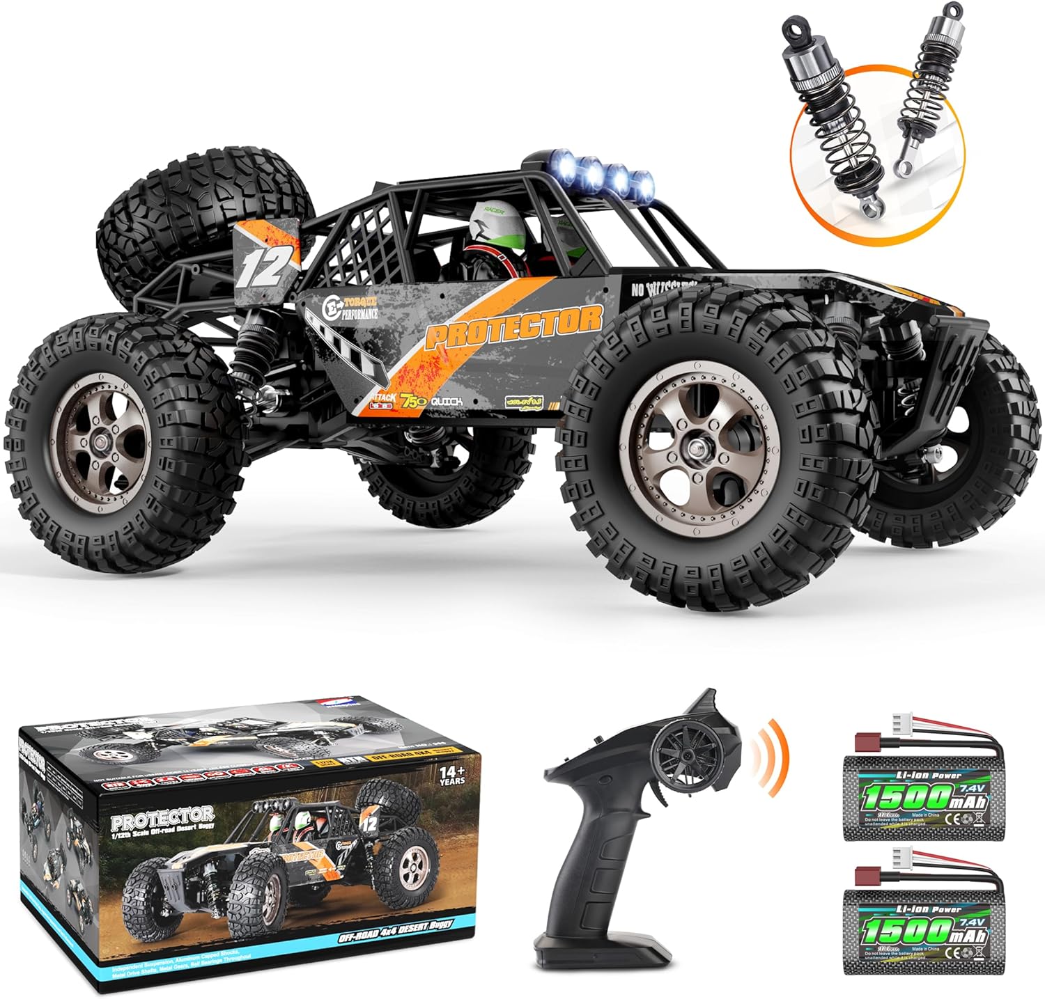 High-Speed 4x4 RC Car w/ 2 Batteries - 40+ Min Playtime!
