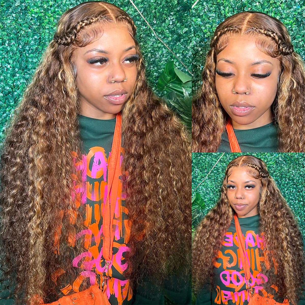 30 Inch Highlight Ombre Lace Front Wigs for Black Women