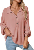 Astylish Women's Button Down Ribbed Blouse - Cozy Fall Staple