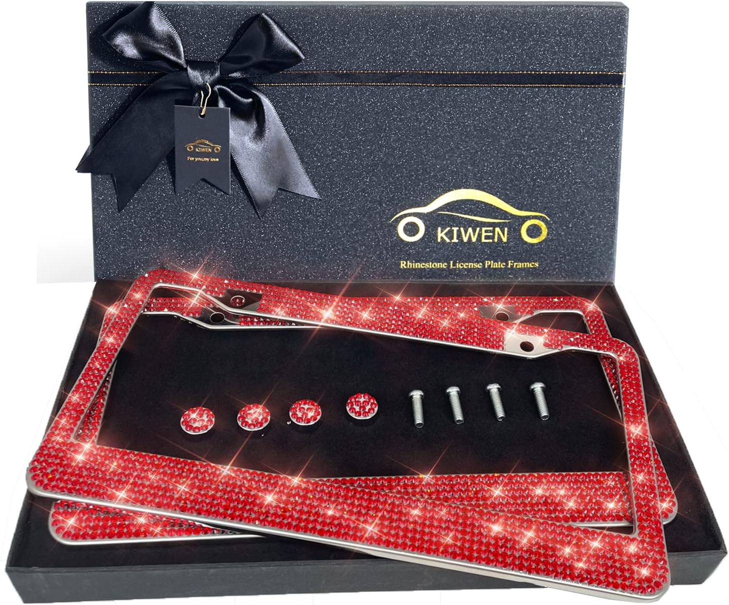 Bling License Plate Frames with Rhinestones for Women Gifts