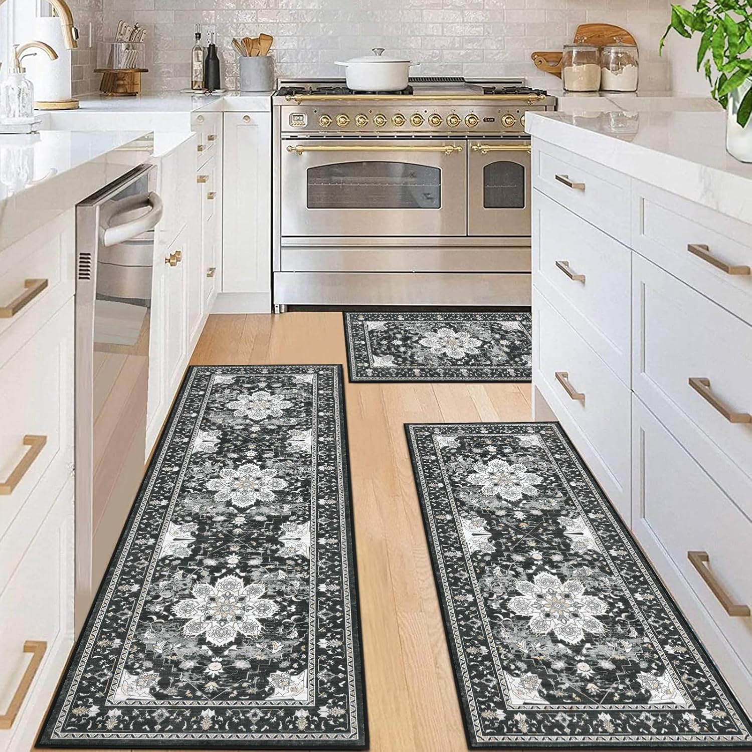 Farmhouse Kitchen Rugs Sets 3 Piece Non Slip Washable Mats