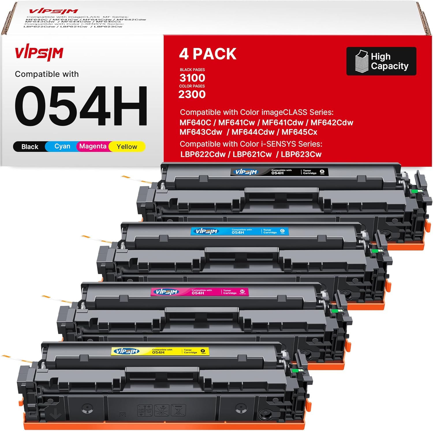 054H Toner Replacement for Canon Printers - 4 Pack Set