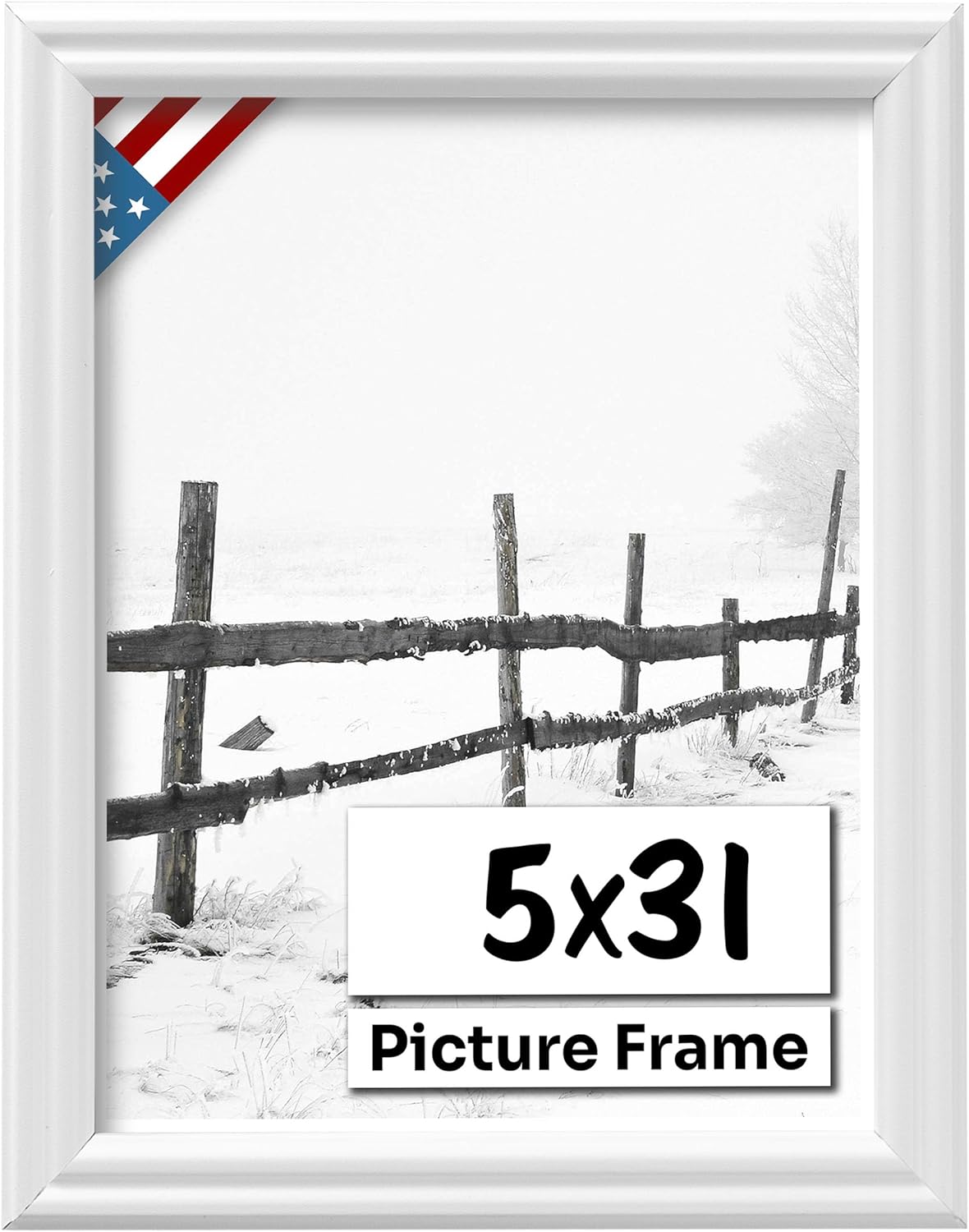 White 5x31 Picture Frame - Handmade Solid Wood Wall Decor
