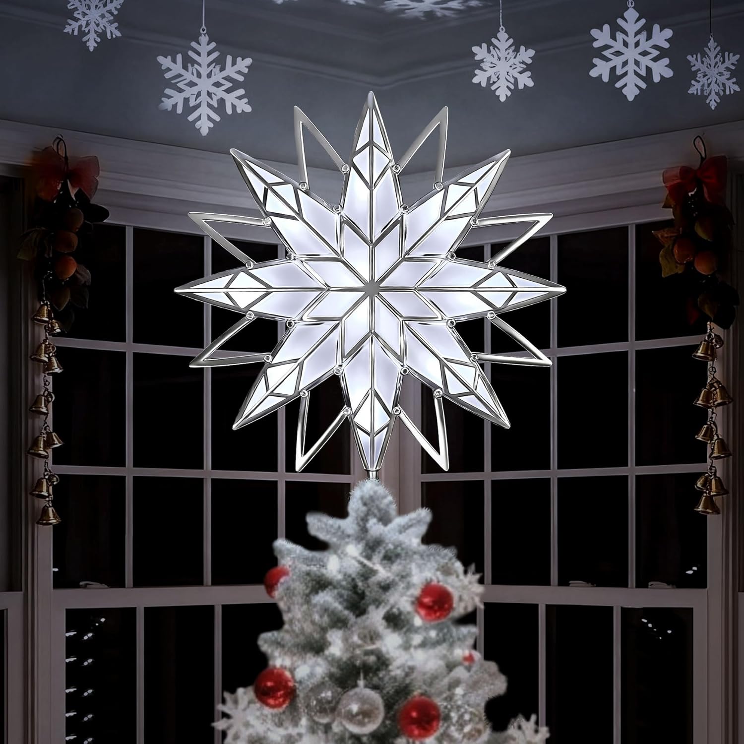 Lighted Christmas Tree Topper with 10 LEDs for Holiday Cheer