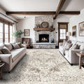 Washable 10x14 Distressed Rug - Soft Low-Pile Area Carpet