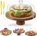 Acacia Wood Cake Stand with Lid for Elegant Dessert Displays