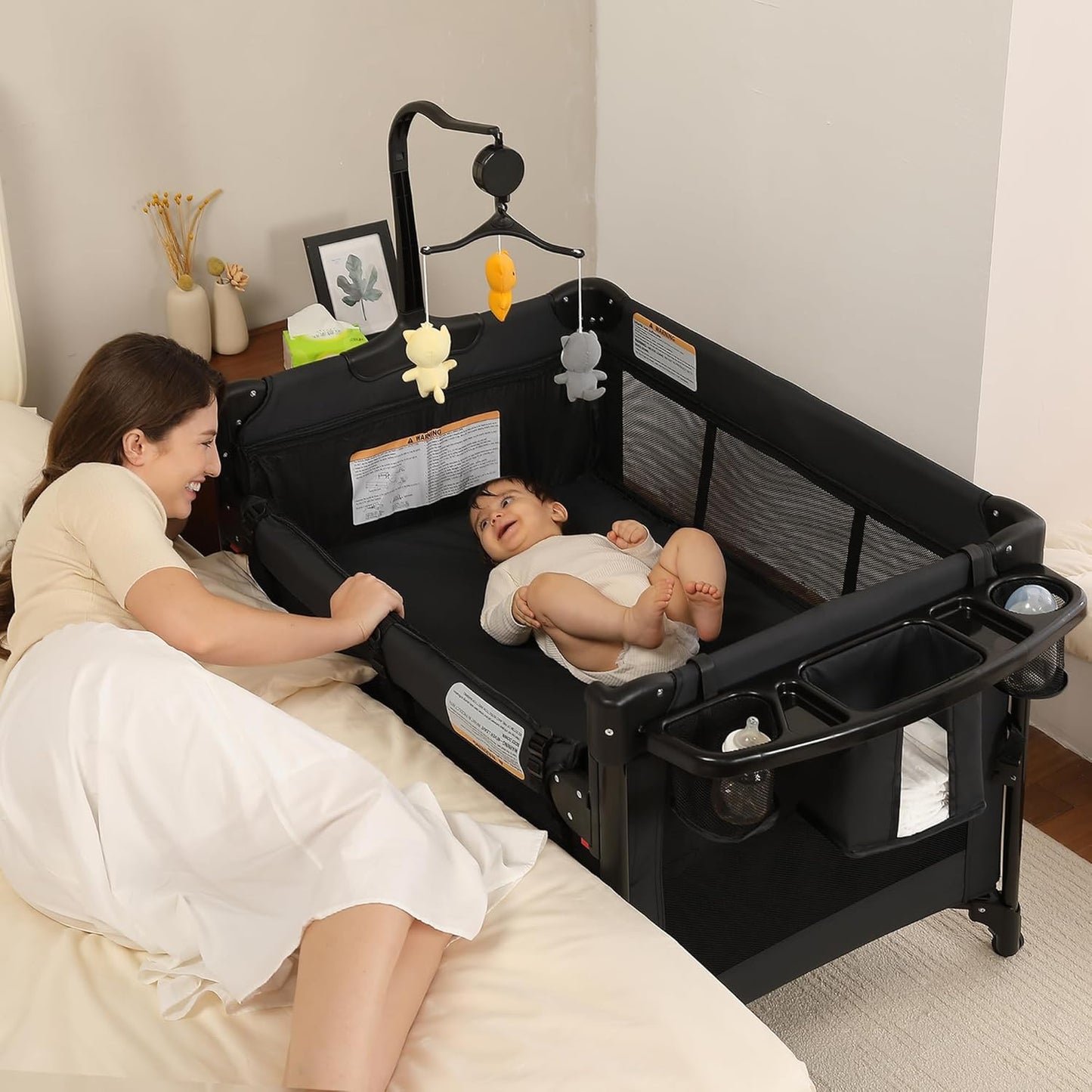 Pack and Play Baby Bassinets Bedside Sleeper Portable Crib