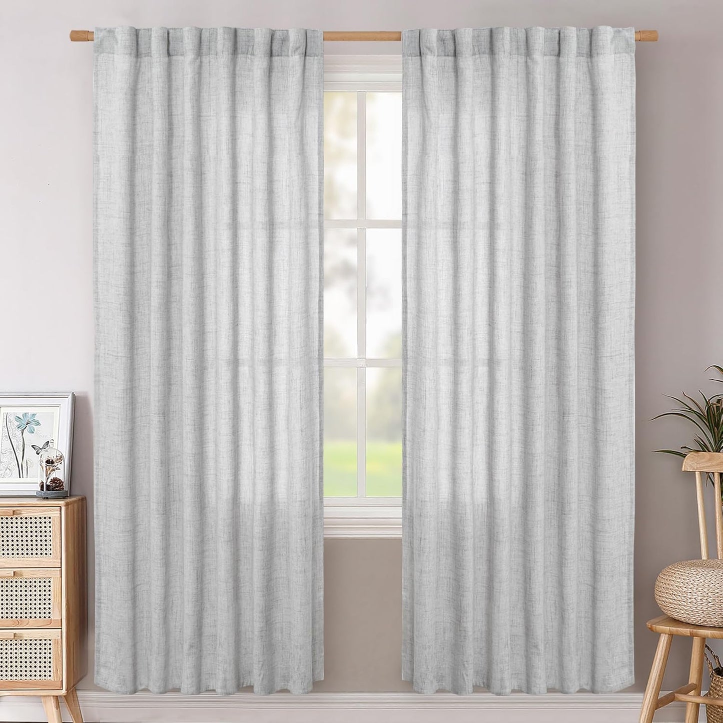 Elegant 80 Inch Linen Curtains for Living Room and Bedroom