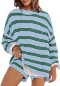 Panadila Womens Striped Sweater Set Oversized Lounge Set (Style SNQS)