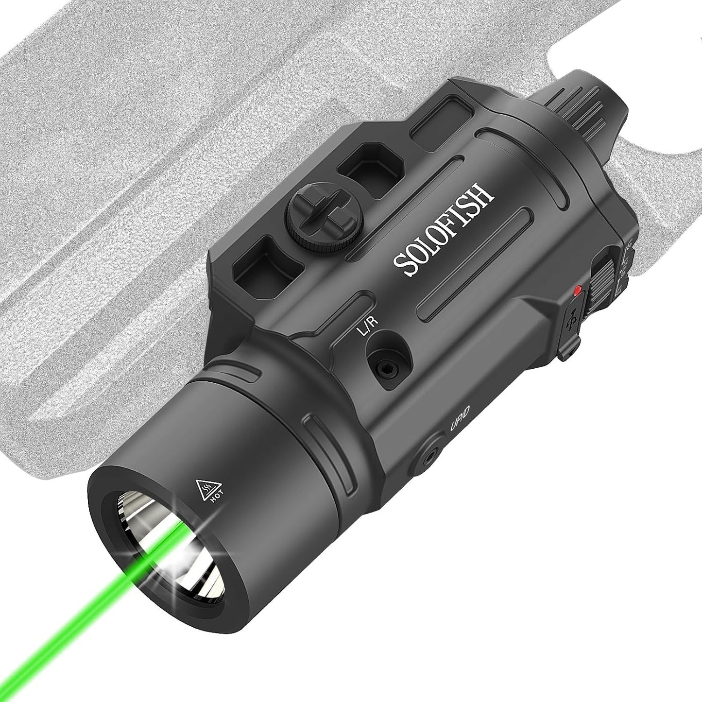 1500lm Tactical Flashlight with Green Beam and Strobe Features