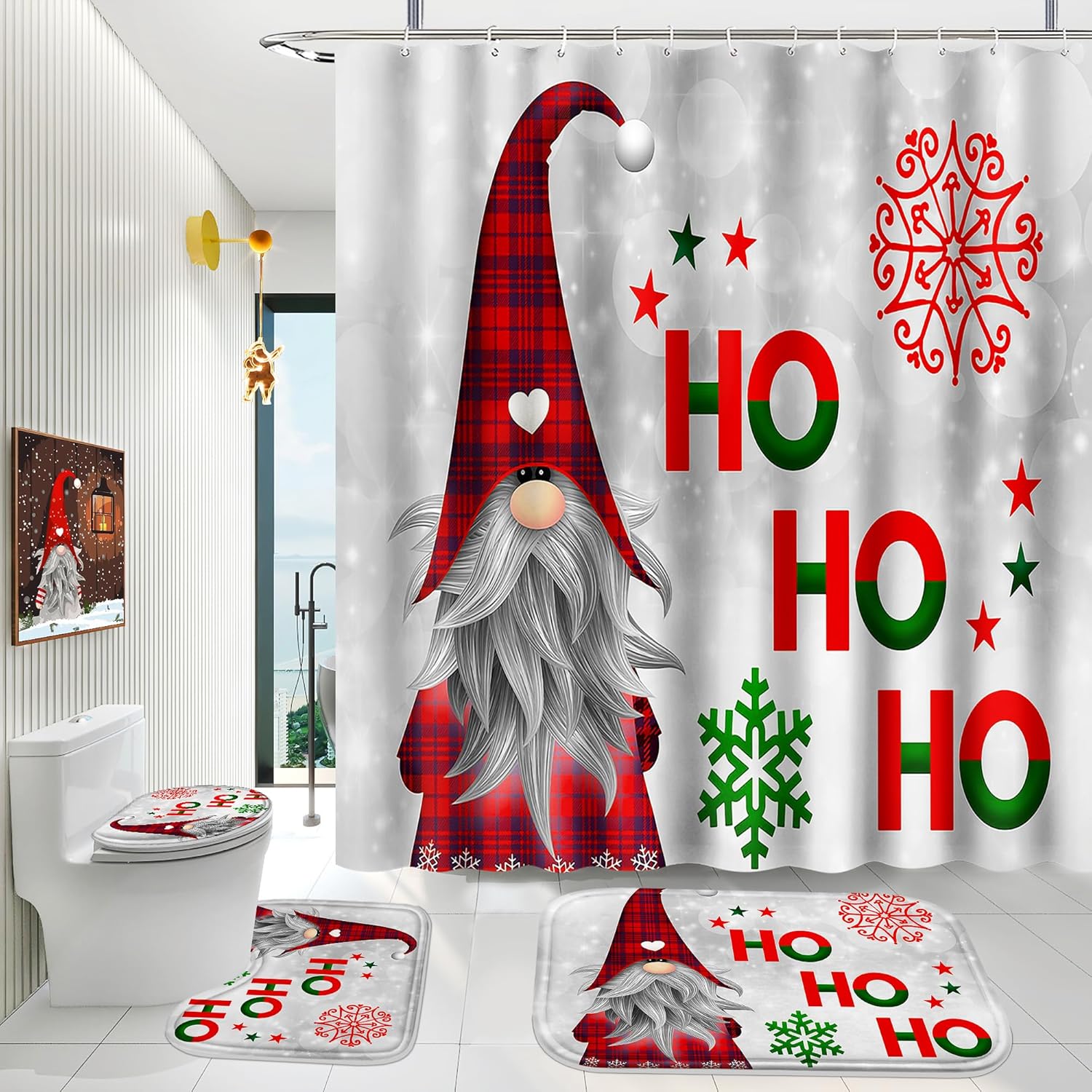 ENYORSEL Gnome Christmas Bathroom Set - Complete Festive Decor!