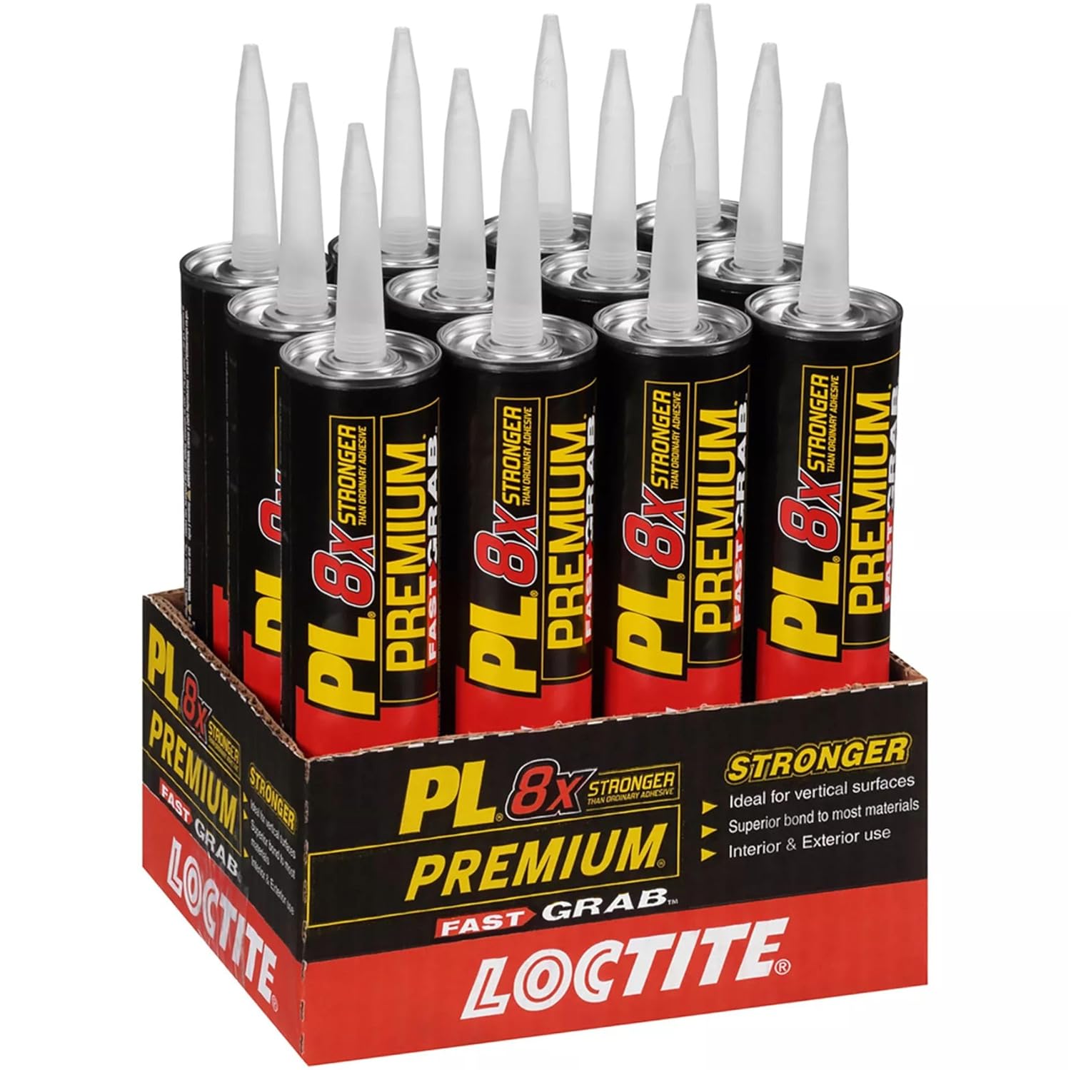 Loctite PL Premium Fast Grab Polyurethane Adhesive, 12 Pack