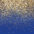 Royal Blue Glitter Backdrop 10x10ft with Gold Bokeh Spots - Photo