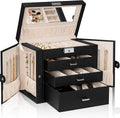 Elegant 4-Tier Jewelry Box with Lockable Storage for Women