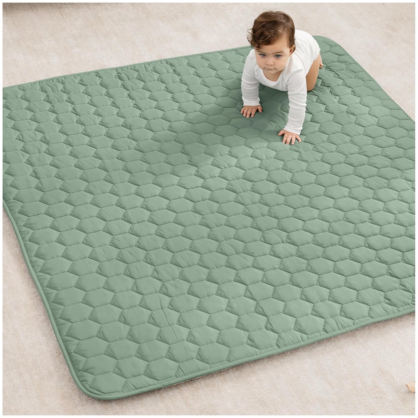 Comfy Cubs Square Kids Play Mat - Soft Quilted Baby Mat