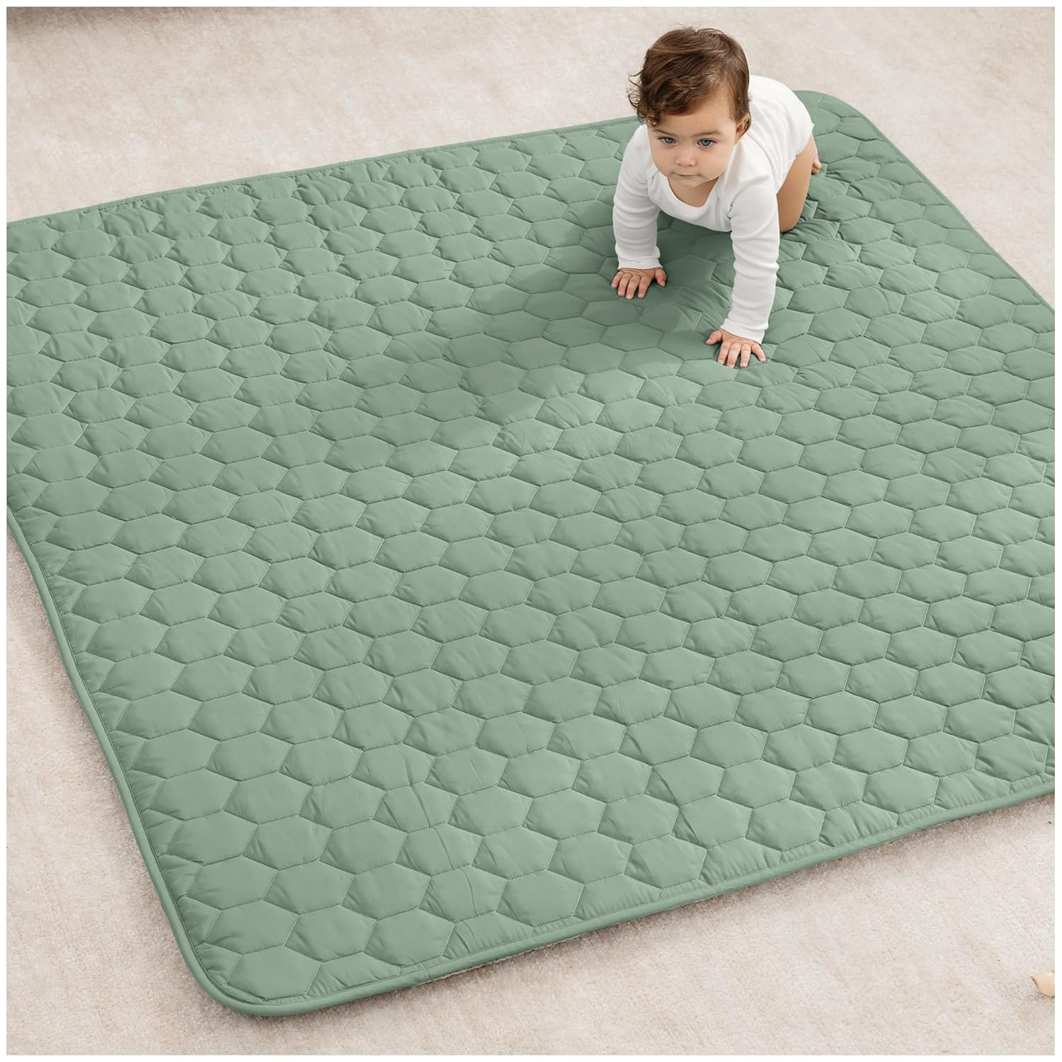 Comfy Cubs Square Kids Play Mat - Soft Quilted Baby Mat