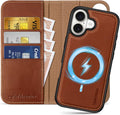 Detachable Genuine Leather Wallet Case for iPhone 17 6.3 in - 2-in-1
