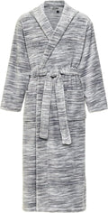 Mens Full-Length Plush Fleece Hooded Robe XL - Heather Dark Gray