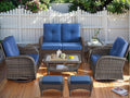 HUMMUH Patio Furniture 7-Piece PE Wicker Outdoor Conversation Set