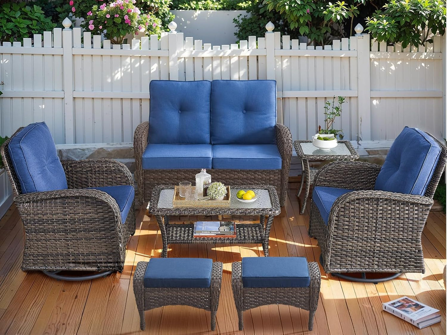 HUMMUH Patio Furniture 7-Piece Wicker Outdoor Set for Relaxation