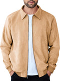 Men's Faux Suede Bomber Jacket - Lightweight Full Zip Suede
