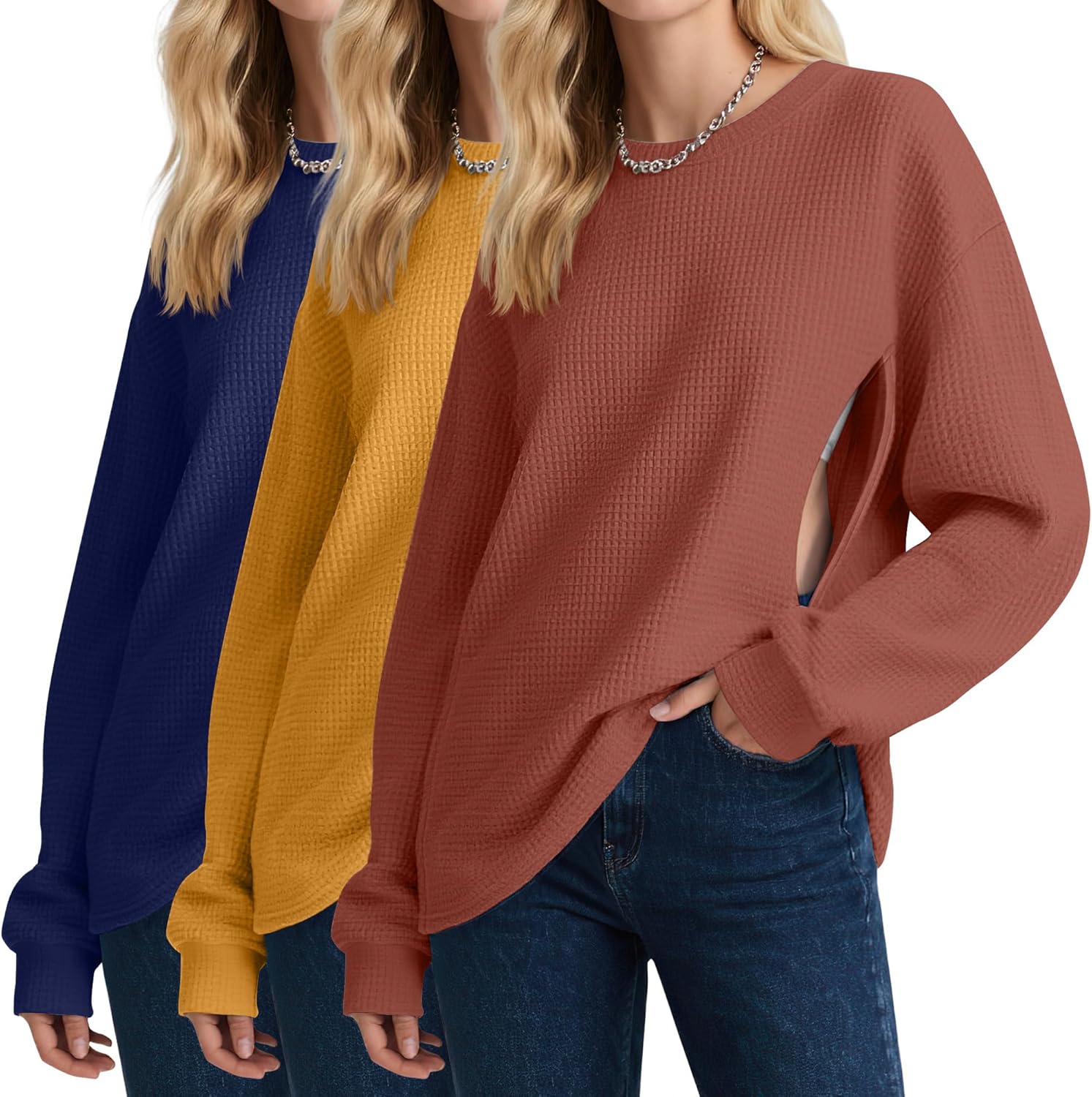 3 Pack Women's Oversized Nursing Tops for Comfortable Feeding