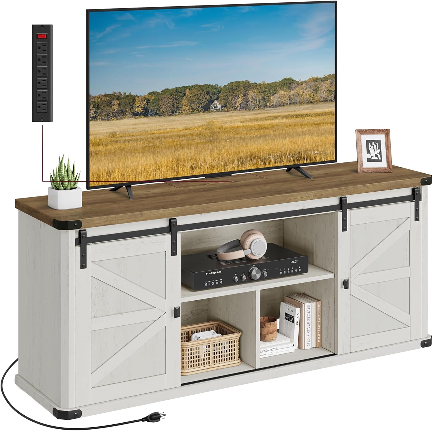Rustic Farmhouse TV Stand for 65 TVs