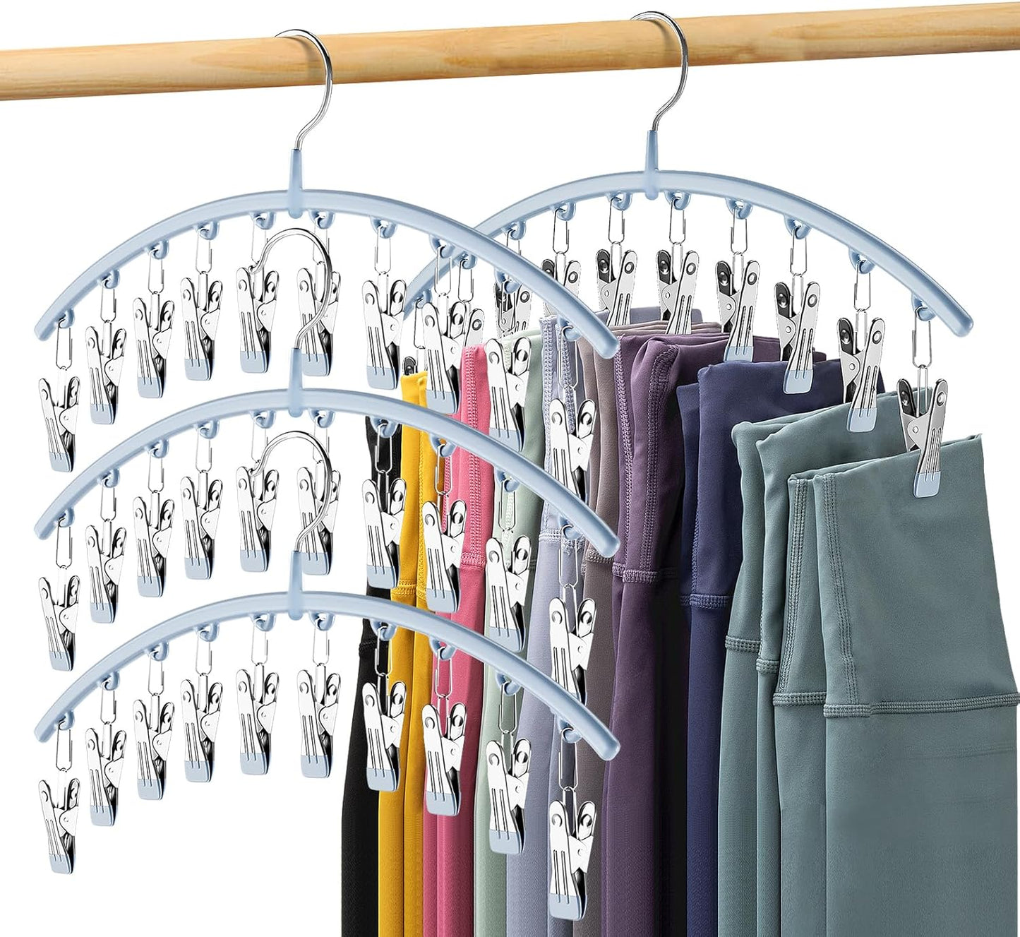 Legging Organizer for Closet - Space Saving Hanger with Clips