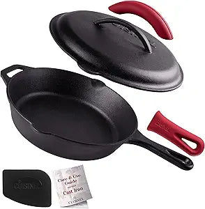 Cuisinel Cast Iron Skillet with Lid - Perfect for All Cooking