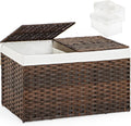 Storage Basket with Lid Rattan Woven Storage Baskets - 17.2 Gal (65 L)