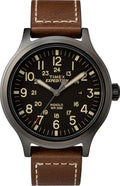 Timex Men's Expedition Scout Watch - Black Dial, Brown Leather Strap