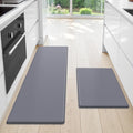 StepLively Kitchen Mat Set, 2 PCS Cushioned Anti-Fatigue Rugs - Grey