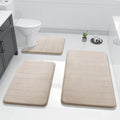 Memory Foam Bath Mat Set with U-Shaped Toilet Rug - Super Soft Beige