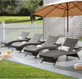 79ft Outdoor Wicker Reclining Chaise Lounge Set - Double Recliners