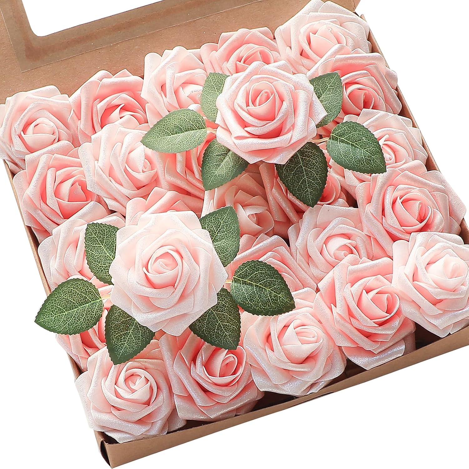 Floroom Artificial Flowers 50pcs Real Looking Foam Roses for Decor