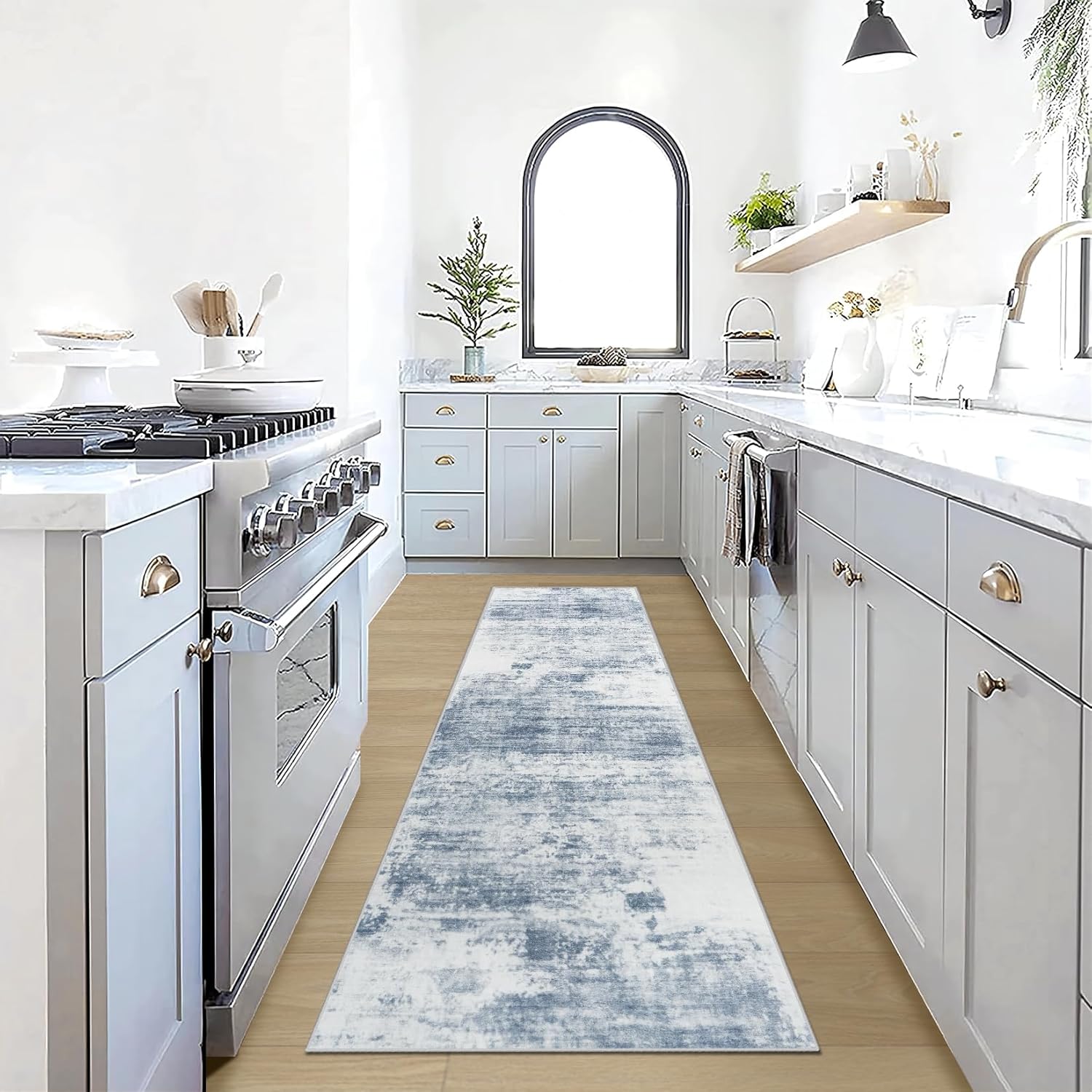 2ft 6in'x8ft Washable Rug: Soft Modern Abstract Runner for Home