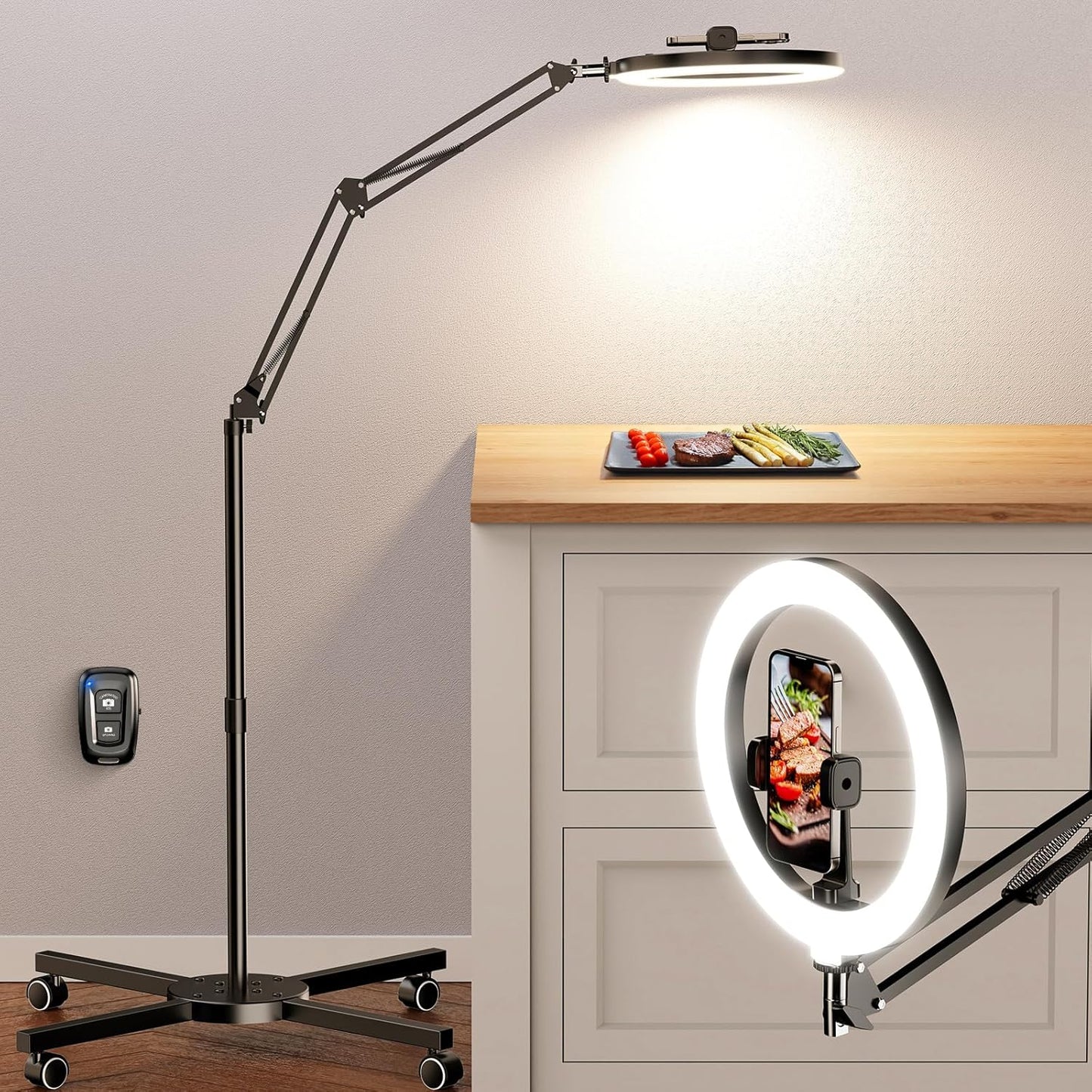 LUXSURE Ring Light Tripod for iPhone with Light and Stand