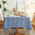 Chassic 60 x 104 in Farmhouse Linen Tablecloth - Hemstitch Blue