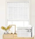 Cordless Bamboo Roman Shades 23in x 64in Whitewash - No Drill Install